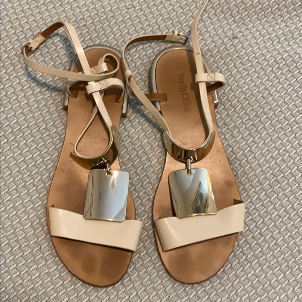 See by Chloe sandals gold leather size 40 (9.5?)